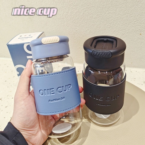 Bottiglia D'acqua In Vetro Borosilicato Minimalista Con Custodia In Pelle PU E Filtro Per Tè Portatile Ermetica Ufficio Viaggio