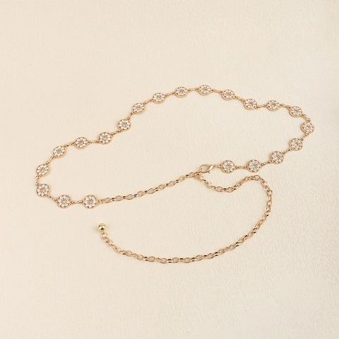 Cadena De Cintura De Metal Con Diamantes De Imitación Para Mujer Cinturón Ajustable Joyería Corporal De Verano Accesorio Decorativo