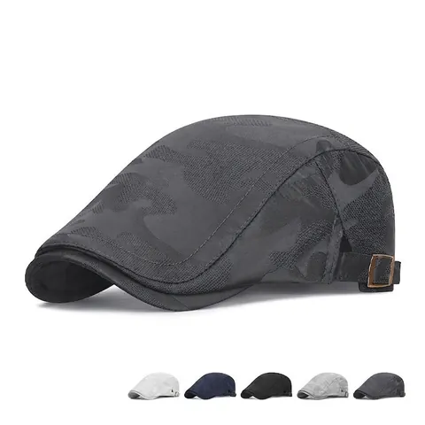 Platte Pet Camouflage Ademend Mesh Polyester Verstelbaar Zonbescherming Britse Stijl Ivy Hoed Voor Heren En Dames