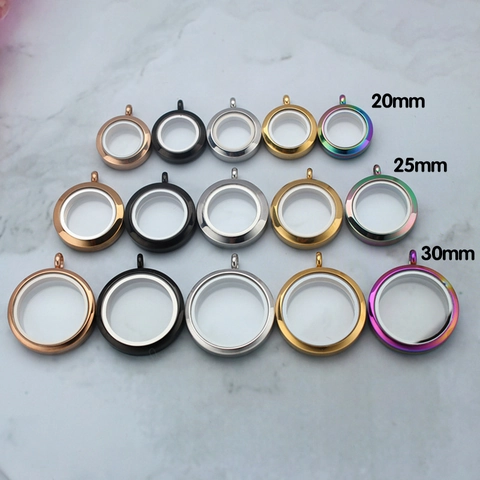 Round Glass Floating Locket Pendant Stainless Steel Transparent Twist Open Memorial Frame Photo Jewelry Making