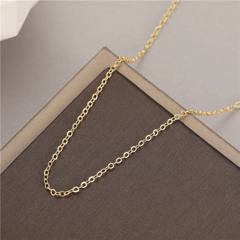 Collana a Catena O in Rame Minimalista per Uomo Donna Unisex Semplice Catena a Maglia Geometrica Choker Regolabile Oro Argento Gioielli