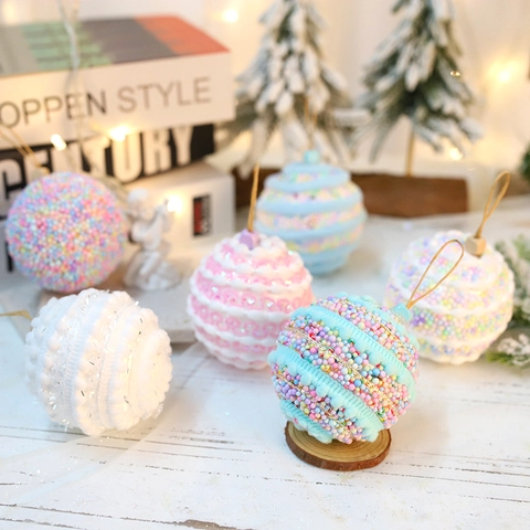 Christmas Ball Ornaments Macaron Color Foam Hanging Pendants Creative Xmas Tree Decoration For Holiday Party