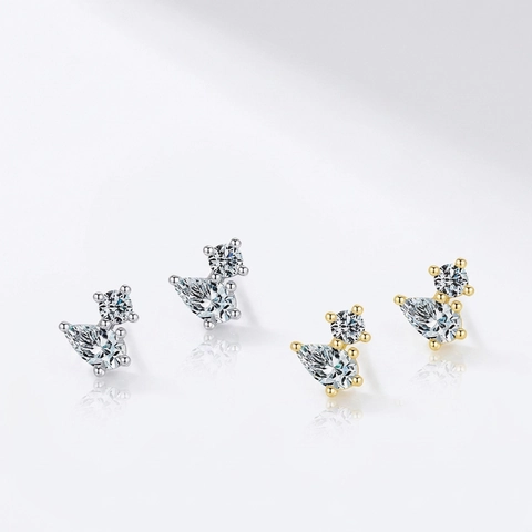 925 Sterling Silber Ohrstecker Mit Birnenform Wassertropfen Rund Zirkonia Geometrisch Minimalistisch Für Damen