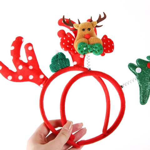 Christmas Headband Reindeer Antlers Sequin Star Santa Claus Party Decoration Hair Accessory Festive Novelty