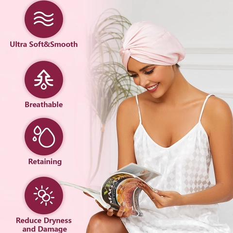 Gorro De Noche De Satén Para Mujer Turbante Retorcido Por Capas Cuidado Del Cabello Gorro De Dormir Elástico Transpirable