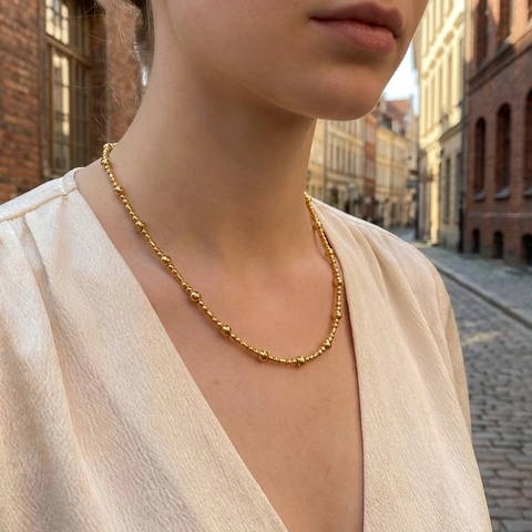 Collier Ras Du Cou En Perles D'eau Douce Rétro Français Avec Perles En Laiton Plaquées Or 18K Bijoux Élégants Pour Femmes