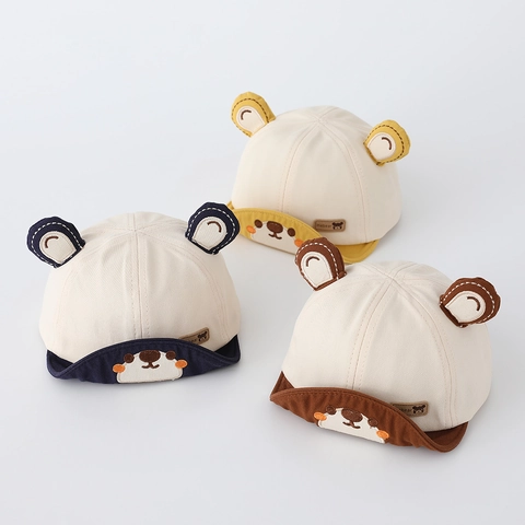 Cappellino Da Baseball Per Neonati Con Visiera Morbida In Cotone Orecchie Di Orso Ricamate Cappello Da Sole Regolabile