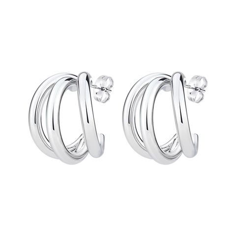 Triple Layer Hoop Ohrringe Titanstahl Geometrisch Gedreht Glatt Poliert Schmuck Für Damen Herren