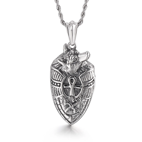 Stainless Steel Pendant Gothic Punk Skull Wolf Head Ankh Cross Shield Retro Jewelry For Men