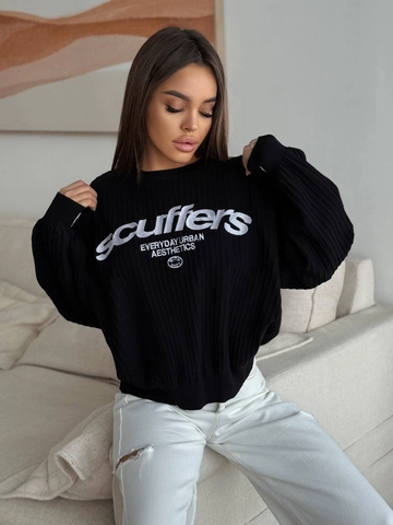 Pull En Maille Pour Femmes Col Rond Manches Longues Coupe Ample Urban Casual Streetwear Haut Tricoté À Lettres