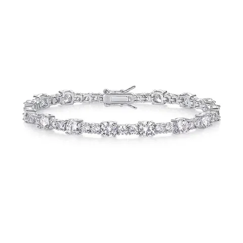 Luxus 925 Sterlingsilber Moissanit Tennis Armband Elegant Rundschliff Eingelegt Glänzend Moissanit Kette Armband Schmuck Geschenk Für Damen