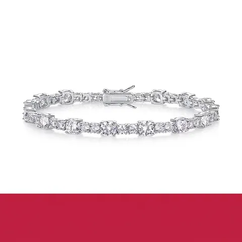 Lussuoso Braccialetto da Tennis in Argento Sterling 925 con Moissanite Elegante Taglio Rotondo Intarsiato Catena Lucida Gioielli Regalo per Donna
