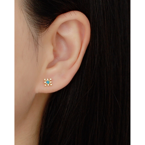 Orecchini A Lobo A Fiocco Di Neve Con Opale Blu E Zircone Perno In Argento 925 Sterling Per Donna Gioielli Stella