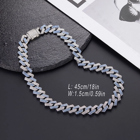 Collana A Catena Cubana Iced Out Hip Hop Lega Strass Stile Miami Geometrico Streetwear Pesante Per Uomo