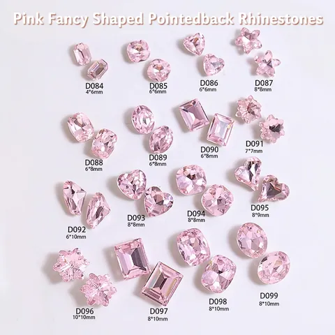 Strass Per Nail Art Rosa Con Fondo Appuntito Forme Miste Vetro Di Cristallo Ciondoli Per Manicure Di Lusso Scintillanti DIY