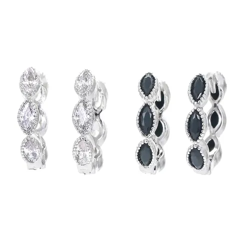 Westliche Kupfer Marquise Schliff Zirkonia Huggie Hoop Ohrringe Gold Platin Galvanisiert Perlenrand Wassertropfen Ohrringe Für Damen Schmuck