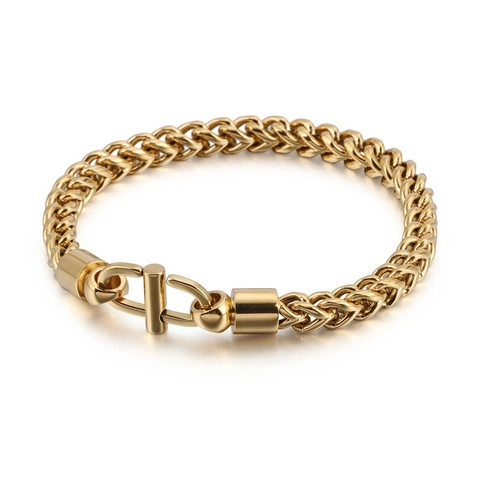 Pulsera De Cadena De Trigo De Acero Inoxidable Para Hombre Unisex Vintage Punk Hip Hop Streetwear Acero De Titanio Hueso De Dragón