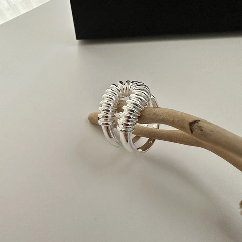 Vintage 925 Sterling Zilveren Holle Spiraal Ring Voor Dames Minimalistisch Verstelbare Geometrische Open Vingerring