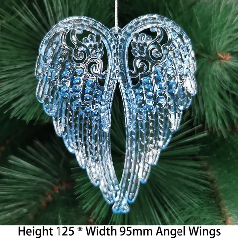 Colgante Alas De Ángel Acrílico Transparente Relieve Decorativo Colgante Ornamento Árbol De Navidad Decoración Coche Hogar