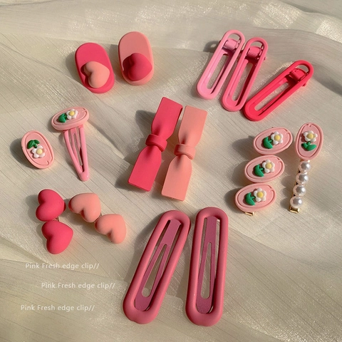 Mollette Per Capelli Bambine Fiore Fiocco Cuore Stile Coreano Lega Plastica Opaca Clip Becco D'Anatra Sweet