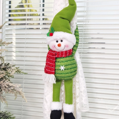 Weihnachts Vorhang Raffhalter Weihnachtsmann Schneemann Langbeinig Plüsch Strickstoff Zuhause Festliche Dekoration Cartoon Puppe Ornamente