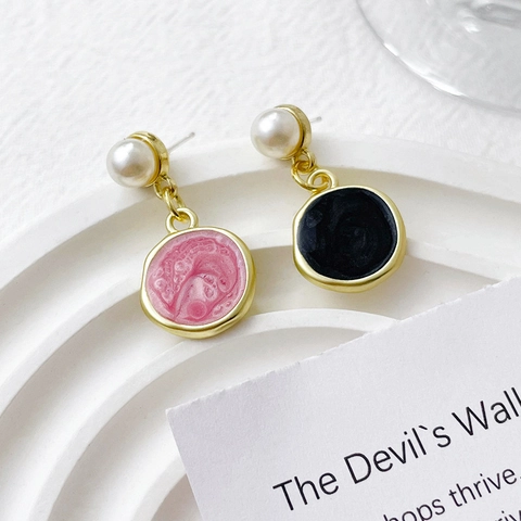 Enamel Round Disk Charms Alloy Metal Marble Pattern DIY Jewelry Making Findings For Necklace Bracelet Earrings Accessories