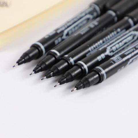 Marqueurs À Double Tête Encre Noire À Double Pointe Permanent Fineliner Pour Dessin D'Art Bureau Écriture Étudiants Plastique Durable