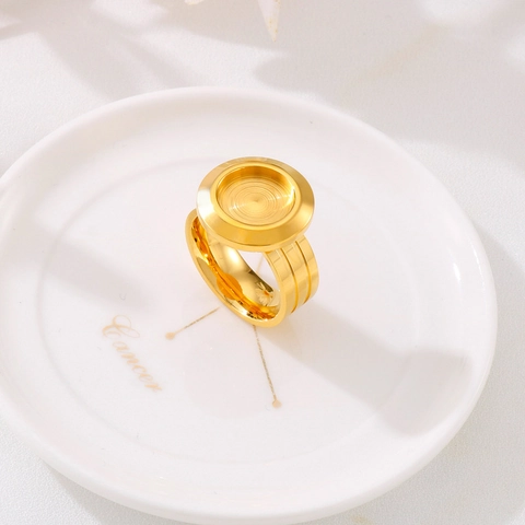 Base Per Anello In Acciaio Inossidabile Vassoio Rotondo Lucido Geometrico Accessorio Per Creazione Gioielli Donna