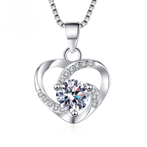 Collana Con Pendente A Forma Di Cuore Intarsiato Con Catena A Scatola In Argento Sterling 925 E Pietre Preziose Artificiali