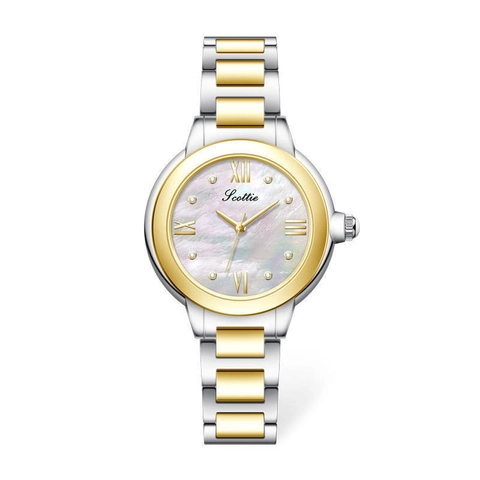 Dames Quartz Horloge Kunstparelmoer Wijzerplaat Roestvrijstalen Band Vlindergesp Romeinse Cijfers Strass Elegant Horloge