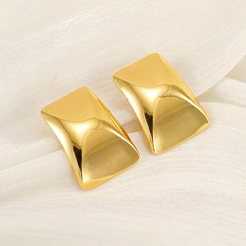 Orecchini A Perno Rettangolari Geometrici Placcati Oro 18K Acciaio Inossidabile Lucidato Stile INS Minimalista Donna