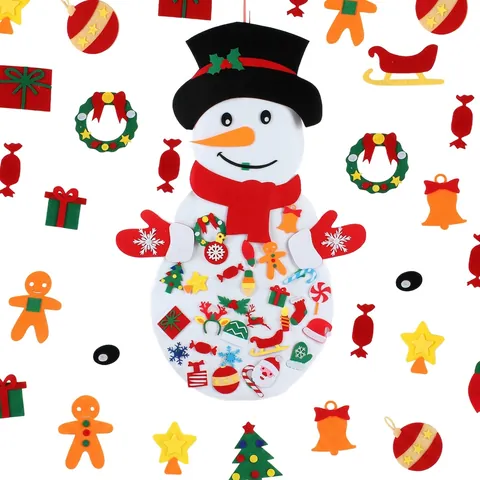DIY Christmas Felt Snowman Wall Hanging Decoration For Children Toddlers Festive Party Ornament Colorful