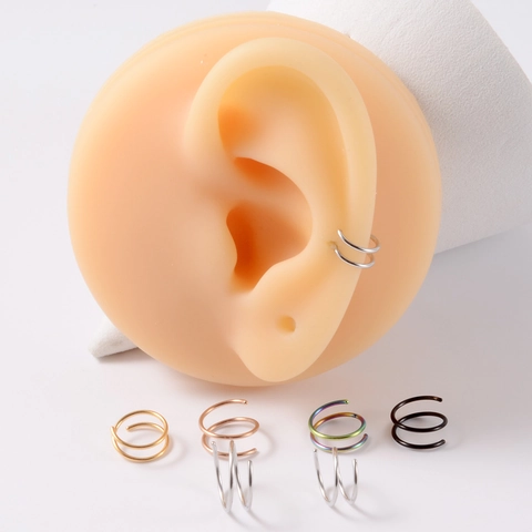 Double Spiral Nose Hoops Stainless Steel Twisted Design Piercing Jewelry Punk Hip Hop Style Unisex For Women And Men