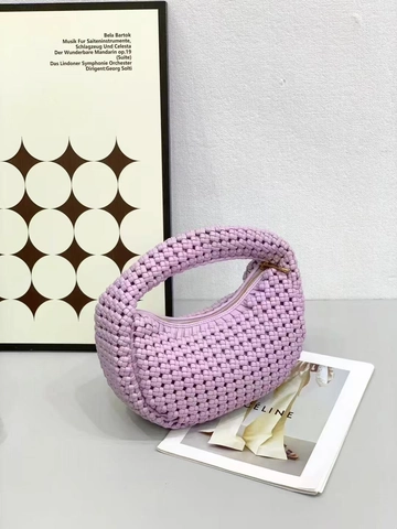 Women Woven Handbag PU Leather Crescent Hobo Bag Large Capacity Street Fashion Stylish Daily Trendy Solid Color