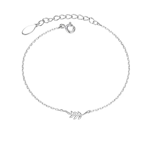Blatt Armband 925 Sterlingsilber Elegant Olivenzweig Verstellbare Kette Schmuck Für Damen Minimalistisch Edel Hochglanz