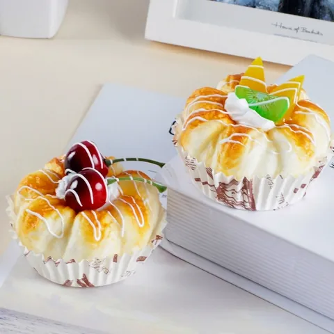 Artificial Cake Model Simulation Bread Fruit Topping PU Desktop Photography Props Refrigerator Magnet Decor