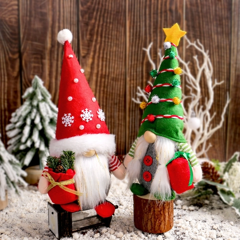 Ornement En Peluche De Gnome De Noël Fait Main Décoration Suédoise Tomte Gonk Tissu Feutre Long Chapeau Barbe Déco De Table
