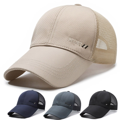 Mesh Baseball Cap Atmungsaktiv Schnelltrocknend Polyester Outdoor Sport Sonnenschutz Verstellbar Trucker Kappe Herren Damen