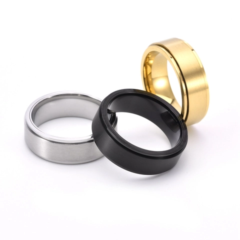 Drehbarer Spinner Ring Titan Edelstahl Gebürstetes Finish Stressabbau Modeschmuck Für Männer
