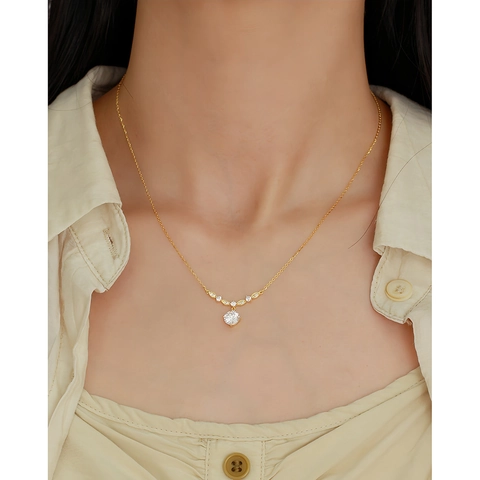 Collana In Argento Sterling 925 Per Donna Elegante Ciondolo A Forma Di V Con Zirconia Cubica Rotonda Gioielli Di Moda Di Lusso