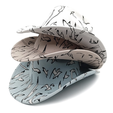Chapeau De Cowboy Occidental Avec Imprimé Mouette Large Bord Feutre De Polyester Style Vintage Mode Pour Femmes Et Hommes