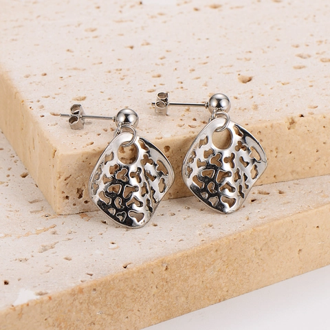 Pendientes De Botón De Acero Inoxidable 304 Geométricos Huecos Rombo Irregulares Joyería Minimalista Para Mujeres