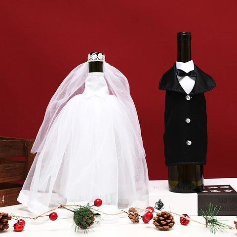 Copri Bottiglia Di Vino Da Matrimonio Smoking E Vestito In Pizzo Per Sposa Sposo Decorazione Per Banchetti Feste