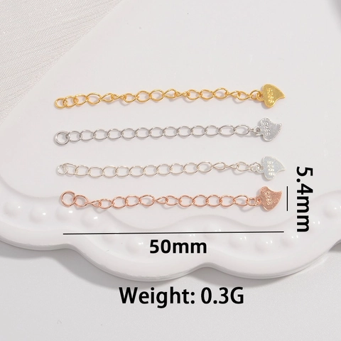 S925 Sterling Silver Jewelry Extension Chain Adjustable Heart Water Drop Round Tag Tail Chain For Necklaces Bracelets DIY Findings