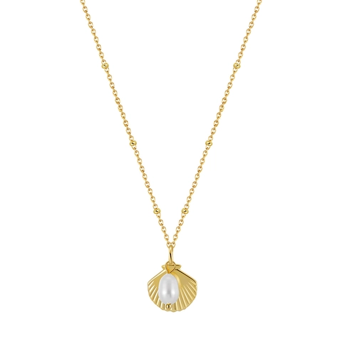 Collana di Perle d'Acqua Dolce in Argento Sterling 925 per Donna Elegante Ciondolo a Conchiglia Gioielli Oro Argento Placcato Tema Spiaggia Regalo