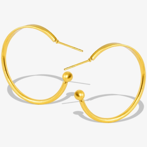 Fashion 304 Stainless Steel C-Shaped Hoop Earrings For Women Minimalist Gold Silver Plated Ball End Circle Jewelry
