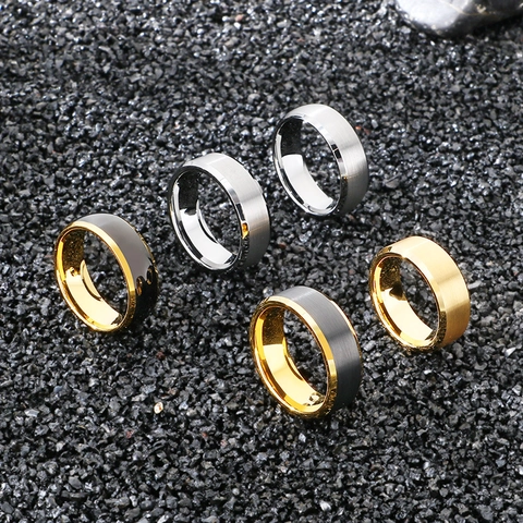 Minimalist Tungsten Steel Band Ring Brushed And Polished Plain Finish Modern Fashion Jewelry For Men And Women Unisex