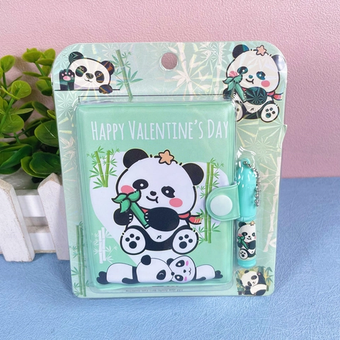 Süßes Cartoon Panda Mini Notizbuch Mit Passendem Stift Tragbares Taschenformat Schüler Tagebuch Schreibwaren Schulbedarf