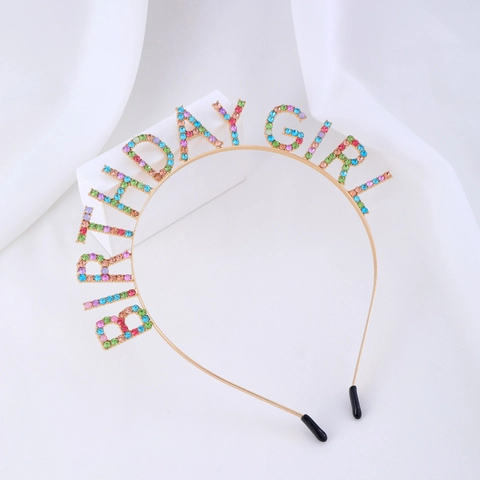 Cerchietto Strass Birthday Girl Queen E Fascia Glitterata Decorazioni Feste Per Donna Corona Da Principessa Tiara Lega Cristallo