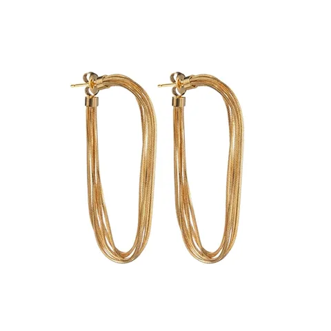 Pendientes De Borla De Cadena De Serpiente Multihilo De Acero Inoxidable Aros Geométricos Minimalistas Joyería Elegante